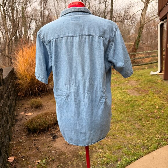 Vintage Northern Reflections Denim Teddy Flag Button Shirt - Picture 6 of 8